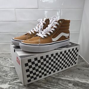 Vans Skate Sk8-Hi Canvas Golden Brown Sneakers Men Size 6.5 Women Size 8